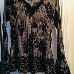 Black/grey tunic with flared sleeves